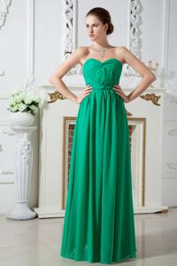 Pleated Sweetheart Green Bridesmaid Dama Dress Floor-length