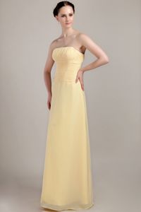 Sheath Strapless Light Yellow Floor-length Dress For Damas