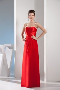 Column Sweetheart Ruched Red Quinceanera Dama Dresses