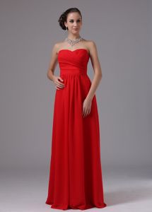 Sweetheart Ruched Red Floor-length 15 Dresses For Damas