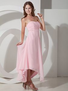 Baby Pink Empire Strapless Asymmetrical Quince Dama Dresses
