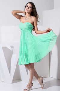 Pleated Sweetheart Beading Ruches Apple Green Dresses for Damas
