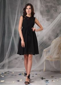 Black Round Neck Formal Dresses for Dama Made in Chiffon and Lace