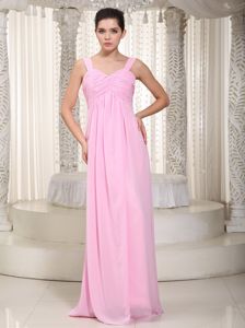 Baby Pink Empire Straps and Twisted Bust Ruched 15 Dresses for Damas