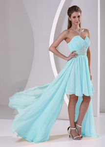 High-low Sweetheart Beaded Baby Blue Detachable Dama Quinceanera Dress
