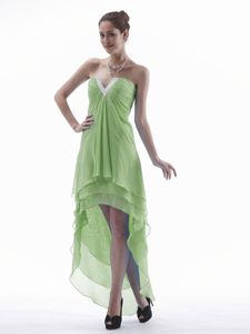 Slot Neck High-low Yellow Green Party Dama Dresses Wholesale