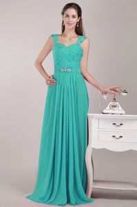 Brush Train Turquoise Formal 15 Dresses for Damas with Straps