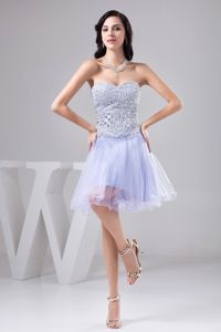 Pretty Lilac Short Prom Dress for Dama with Rhinestones Beads